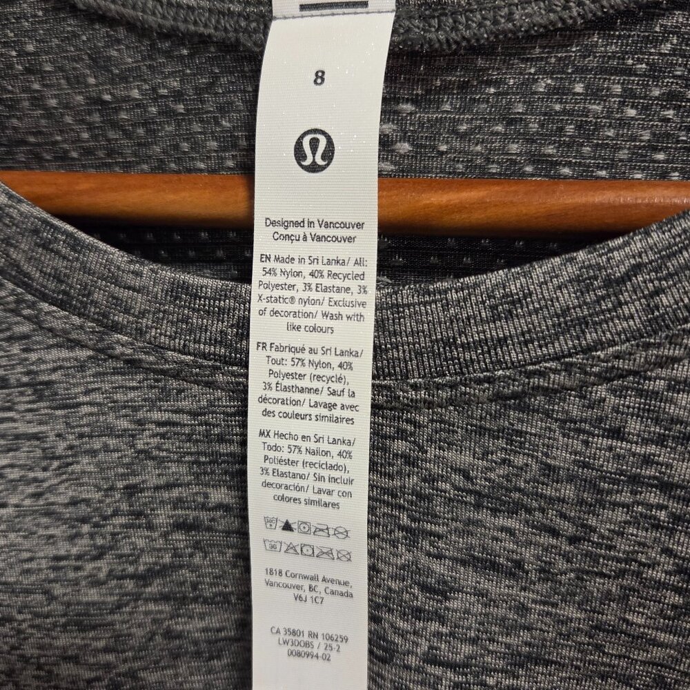 lululemon women's lightweight grey long-sleeve waist-length shirt size 8 - Picture 7 of 7